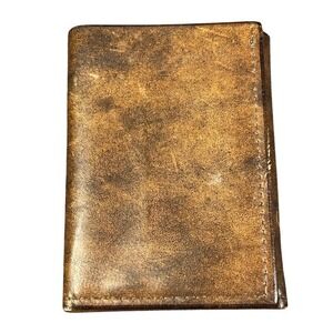 Vintage Amity Brown Cowhide Leather Trifold Wallet Made in USA Distressed